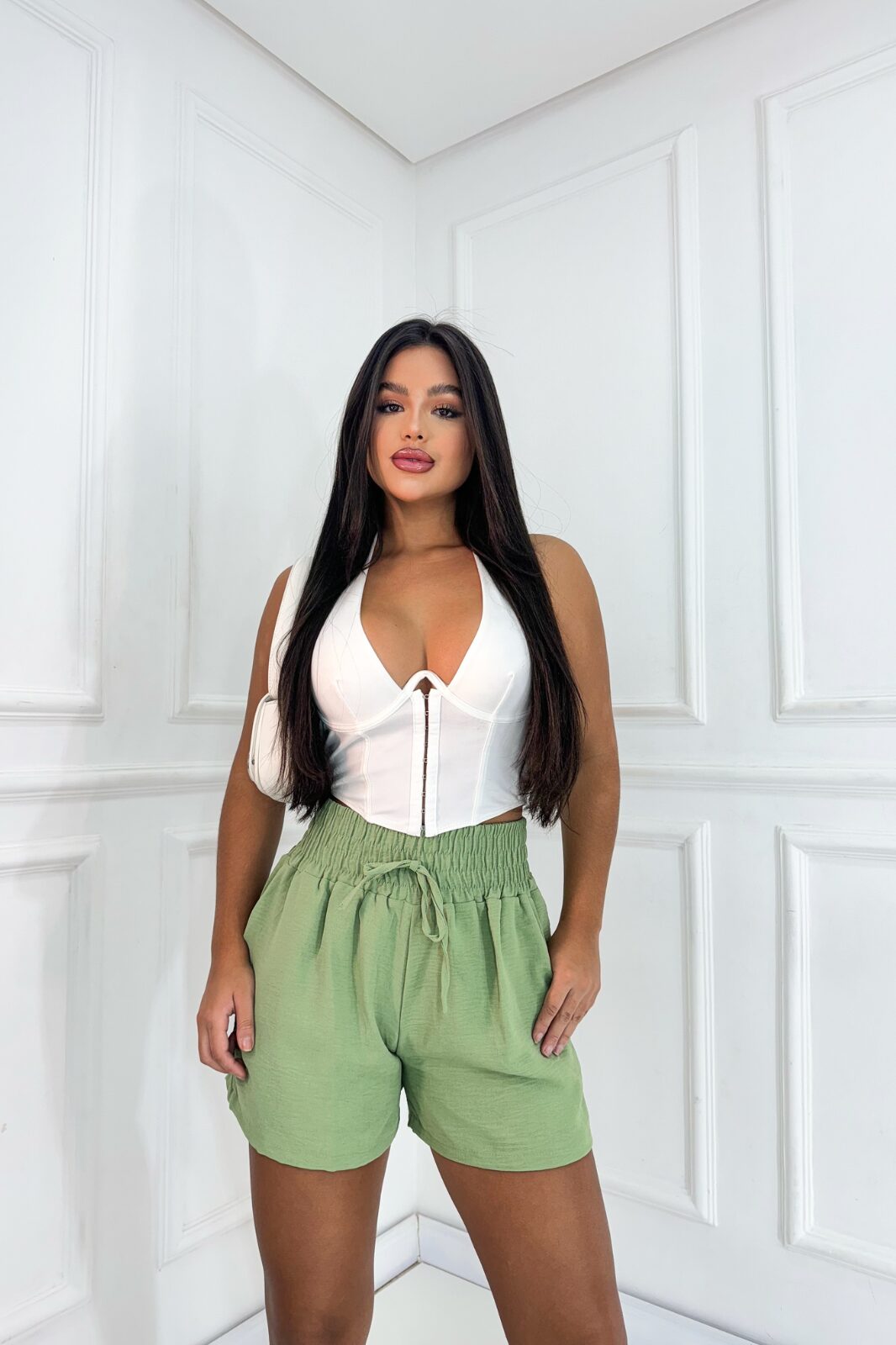 Shorts Solto Poliéster Verde Candy