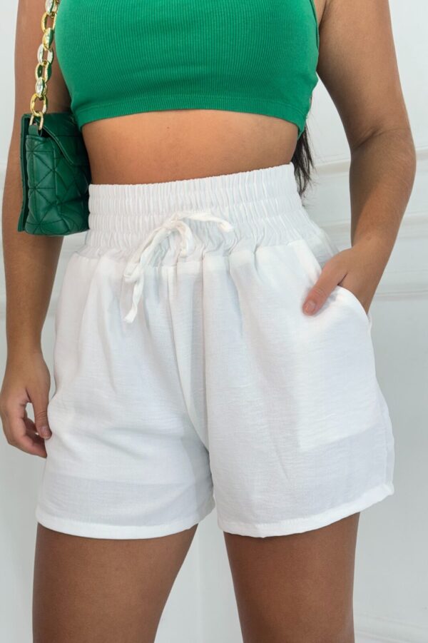 Shorts Poliéster Confortável Branco - Imagem 4