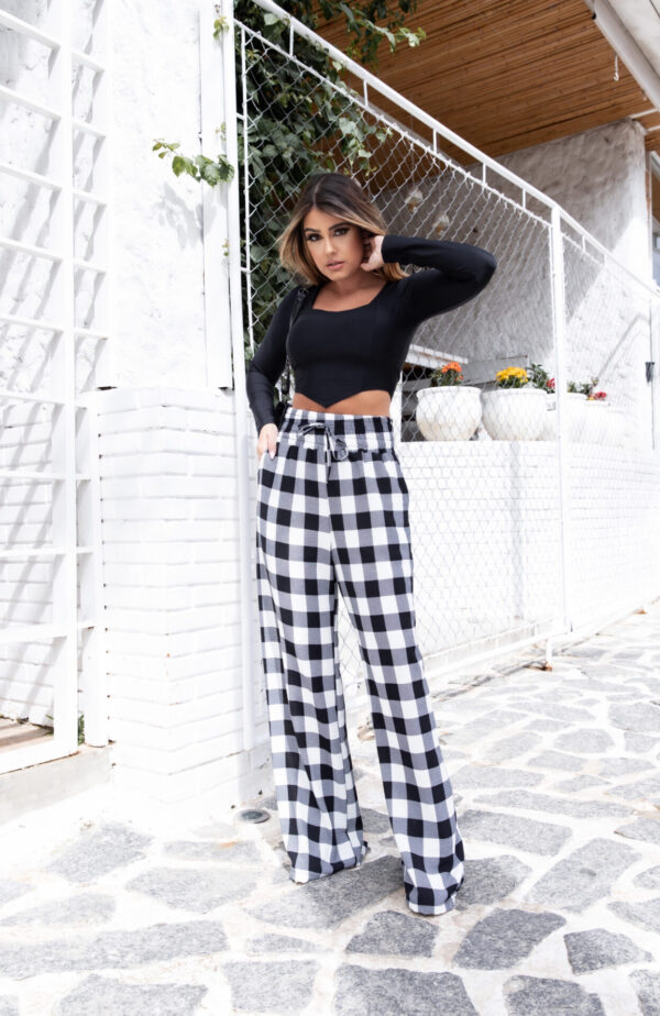 Calça Pantalona Xadrez Elegante - Imagem 8