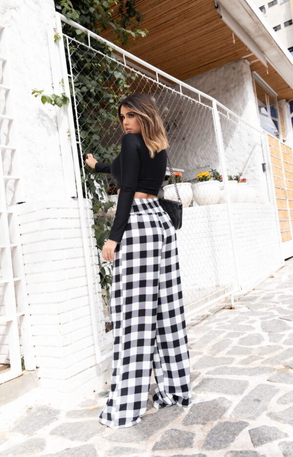 Calça Pantalona Xadrez Elegante - Imagem 6