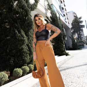 Calça Pantalona Caramelo